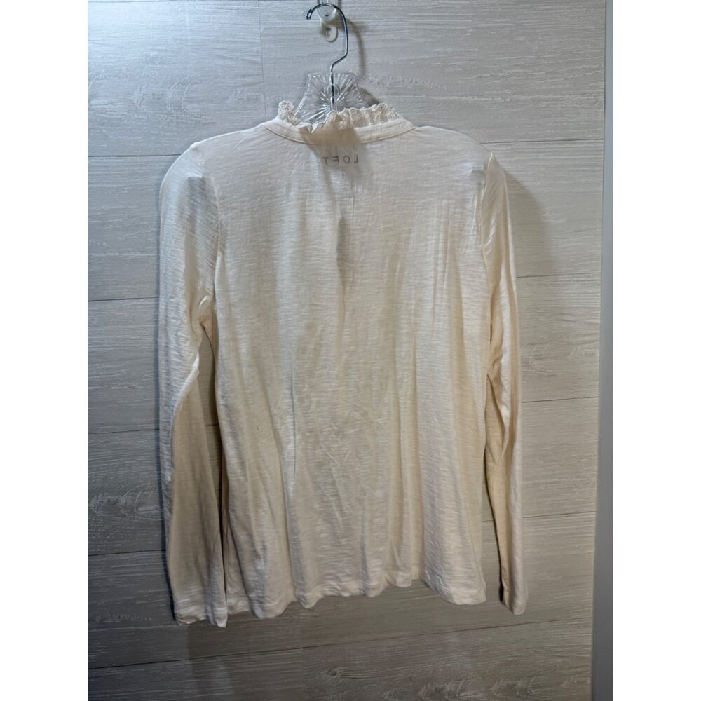 Loft Womens Ivory Long Sleeve Ruffled Button Front Top‎ Size S - Picture 6 of 8
